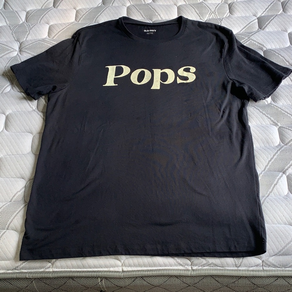 Old Navy Black Tee with Cream "Pops" Graphic